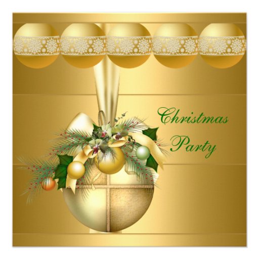 Boules d'or de fête de Noël d'invitation
