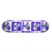 Bouquet bleu de fleur dans la mosaïque d'art de br skateboard customisable