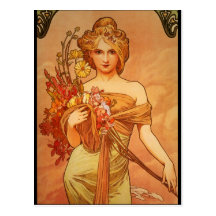 Bouquet d'Alphonse (Alfons) Mucha Carte Postale