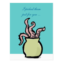bouquet des tentacules (texte editable) cartes postales