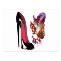Bouquet du muguet et chaussure stylet noire cartes postales