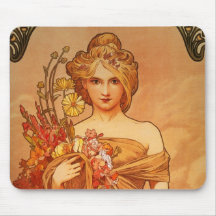 Bouquet Mousepad d'Alphonse (Alfons) Mucha Tapis De Souris