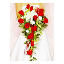 Bouquet nuptiale de rose rouge carte postale