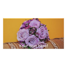 Bouquet pourpre de roses cartes de vœux avec photo
