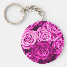 Bouquet rose assez magenta de fleur de roses porte-clef