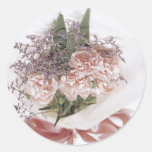 Bouquet rose savoureux de fleur adhésif rond