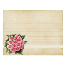 Bouquet rose vintage de carte de recette de mariag cartes postales