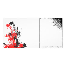 Bouquet-rouge floral cartes de vœux avec photo