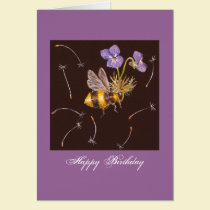 bourdon avec la salutation d'anniversaire de viole cartes