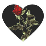 Bourgeon du rose rouge crayonné autocollants