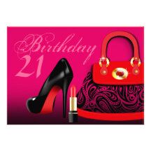 Bourse snob, talons hauts et anniversaire de rouge invitation personnalisée