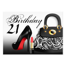 Bourse snob, talons hauts et anniversaire de rouge carton d'invitation