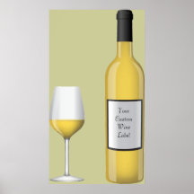 Bouteille de vin et verre de vin affiche