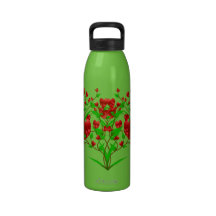 Bouteille d'eau de floraison de coeurs