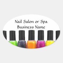 Bouteilles colorées de vernis à ongles, salon d'on autocollants ovales