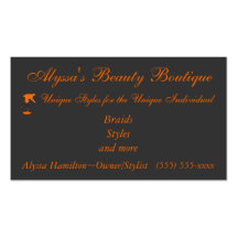 Boutique de la beauté des __- orange et gris-foncé cartes de visite professionnelles