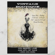 Boutique vintage noire et rose ou affaires de robe prospectus en couleur