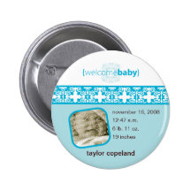 Bouton bleu de faire-part de naissance de plaisir badge avec épingle