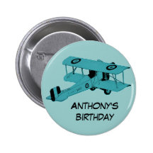 bouton bleu de goupille d'anniversaire de biplan badges avec agrafe