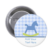 Bouton bleu et jaune de bébé de basculage de cheva badge