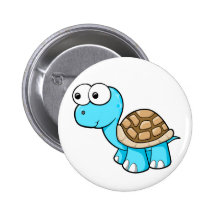 Bouton bleu mignon de tortue badge