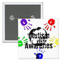 Bouton carré d'autisme badges avec agrafe