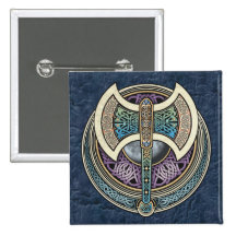 Bouton carré de Knotwork Labrys Badges Avec Agrafe