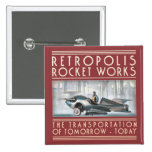 Bouton carré de travaux de Retropolis Rocket Badges