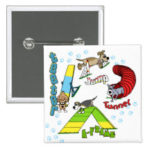 Bouton d'agilité de chien de bande dessinée pin's
