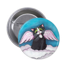 Bouton de chat d'ange gardien pin's