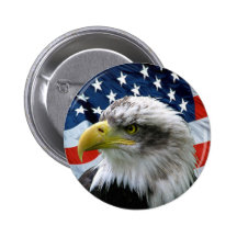 Bouton de Chauve-Eagle-Américain-Drapeau Badges
