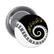 Bouton de clés de piano et de notes de musique d'o badges