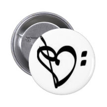 Bouton de coeur de clef de musique badge avec épingle