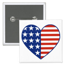 Bouton de drapeau de coeur des Etats-Unis Badge