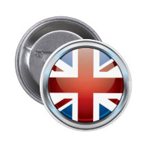 Bouton de drapeau de la Grande-Bretagne de chrome Pin's Avec Agrafe