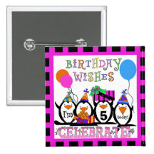 Bouton de fête d'anniversaire de pingouin pin's