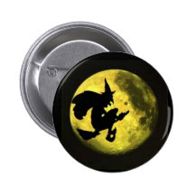 Bouton de Halloween de sorcière de vol Badge