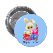 Bouton de lapin de Pâques Badge Avec Épingle