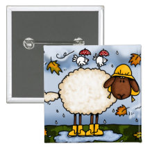 bouton de moutons d'automne badge avec épingle