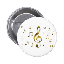 Bouton de notes musicales d'or pin's avec agrafe