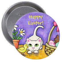 Bouton de salutation de chat et de poussin de Pâqu Badges Avec Agrafe