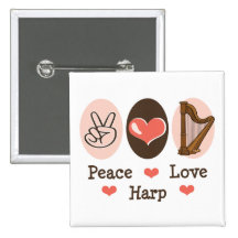 Bouton d'harpe d'amour de paix badges avec agrafe