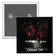 BOUTON D'OBAMA, FEUX D'ARTIFICE À LA MAISON BLANCH BADGE