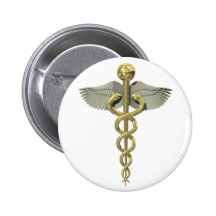 bouton du caducée 3D pour des professions médicale Badges Avec Agrafe