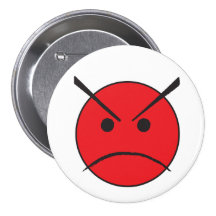 Bouton fâché de froncement de sourcils badge