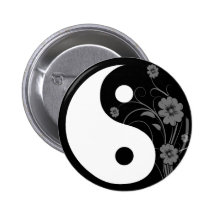 Bouton floral noir de Yin Yang Pin's