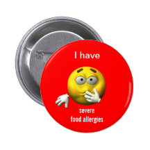 Bouton grave d'allergies alimentaires badge avec épingle