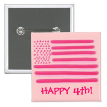 Bouton heureux rose de drapeau américain 4ème badges