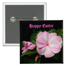 Bouton heureux rose d'Impatiens Pâques Badges Avec Agrafe