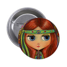 Bouton hippie de poupée de paix badges